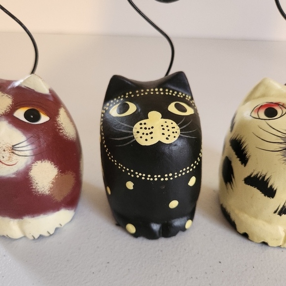 Pier 1 Imports Wooden Folk Art Cats Photo Place Card Holder Set Of 3 Vintage 90s - Picture 3 of 6